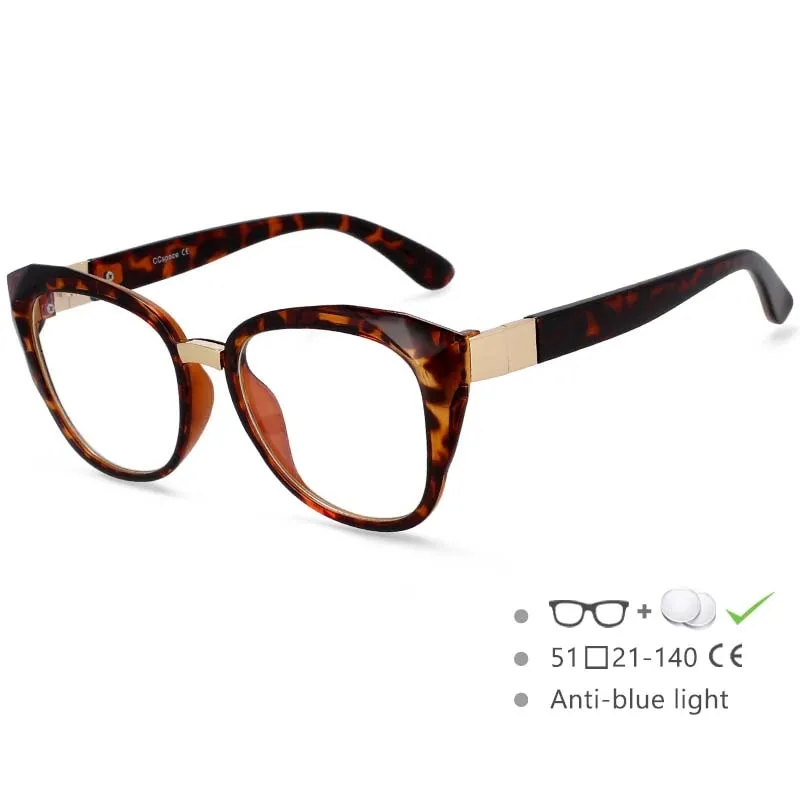 CCspace Women's Full Rim Square Cat Eye PC Eyeglasses 48092