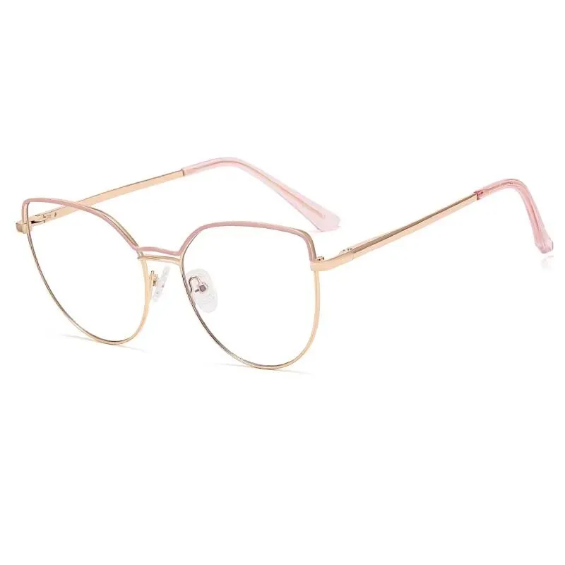 CCspace Women's Full Rim Square Cat Eye Stainless Steel Double Bridge Eyeglasses 53261
