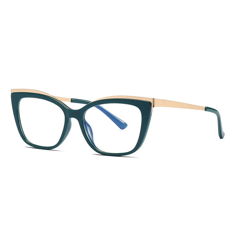 CCspace Women's Full Rim Square Cat Eye Tr 90 Titanium Frame Eyeglasses 49537