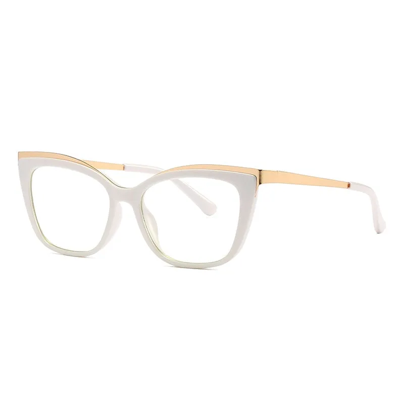 CCspace Women's Full Rim Square Cat Eye Tr 90 Titanium Frame Eyeglasses 49537