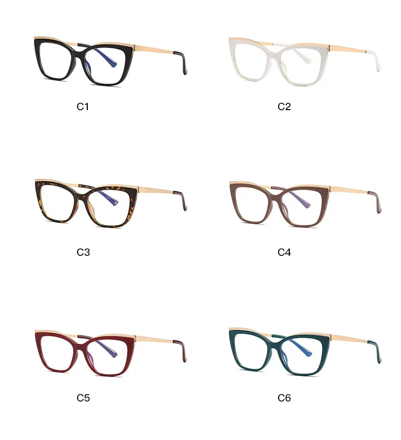CCspace Women's Full Rim Square Cat Eye Tr 90 Titanium Frame Eyeglasses 49537