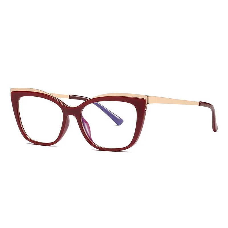 CCspace Women's Full Rim Square Cat Eye Tr 90 Titanium Frame Eyeglasses 49537
