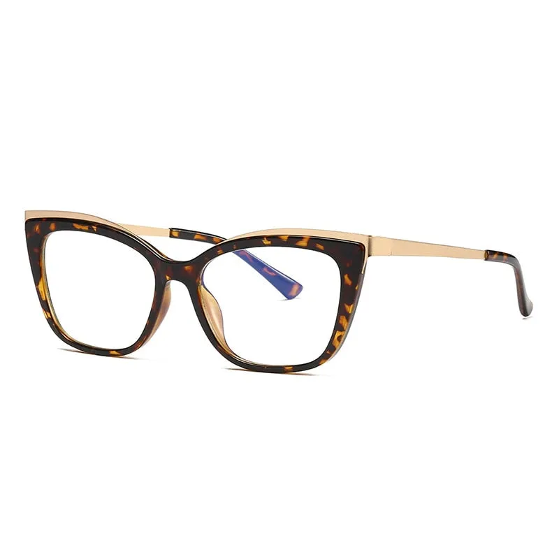 CCspace Women's Full Rim Square Cat Eye Tr 90 Titanium Frame Eyeglasses 49537