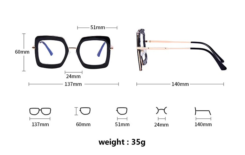 CCspace Women's Full Rim Square Tr 90 Titanium Frame Eyeglasses 48200