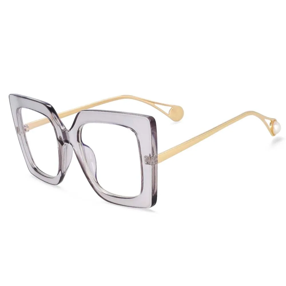 CCspace Women's Oversized Square Cat Eye Resin Alloy Frame Eyeglasses 54242