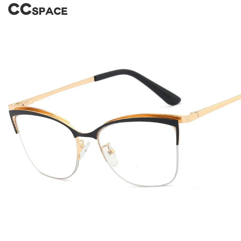 CCspace Women's Semi Rim Cat Eye Alloy Frame Eyeglasses 48282