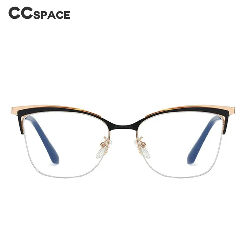 CCspace Women's Semi Rim Cat Eye Alloy Frame Eyeglasses 48282