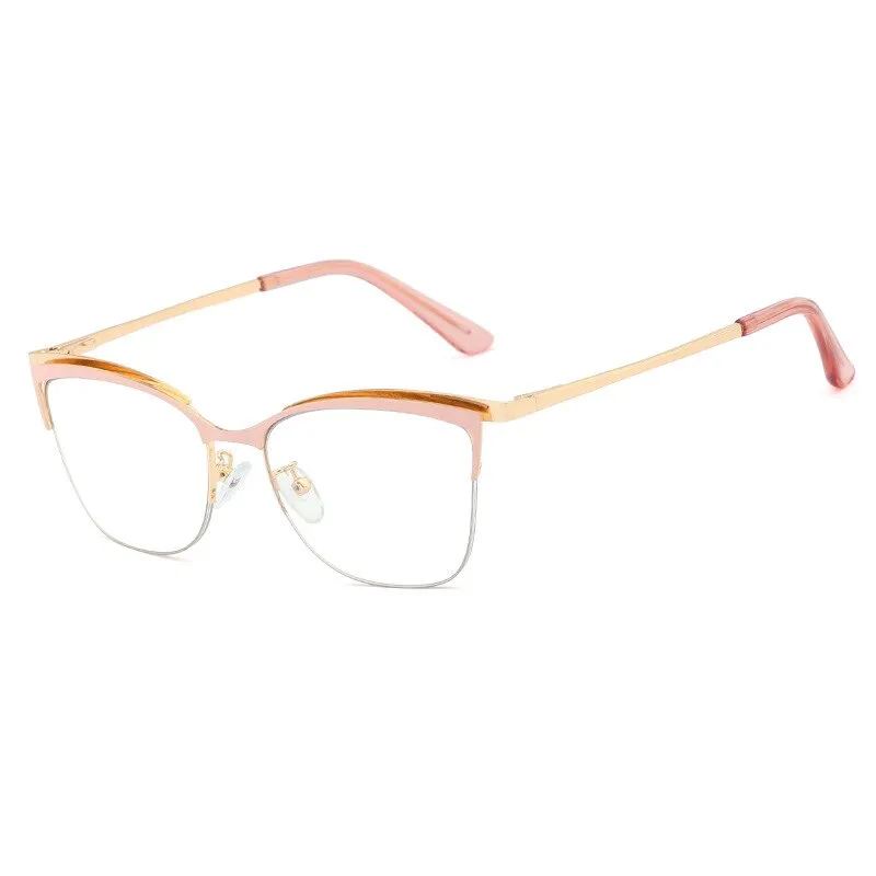 CCspace Women's Semi Rim Cat Eye Alloy Frame Eyeglasses 48282