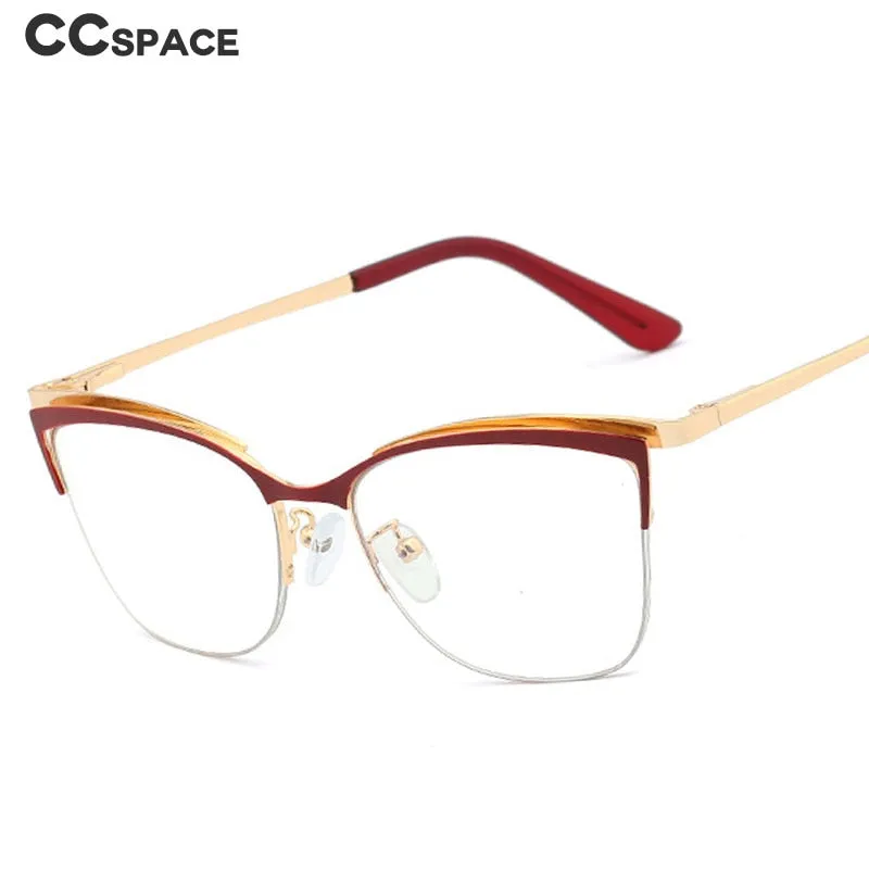 CCspace Women's Semi Rim Cat Eye Alloy Frame Eyeglasses 48282