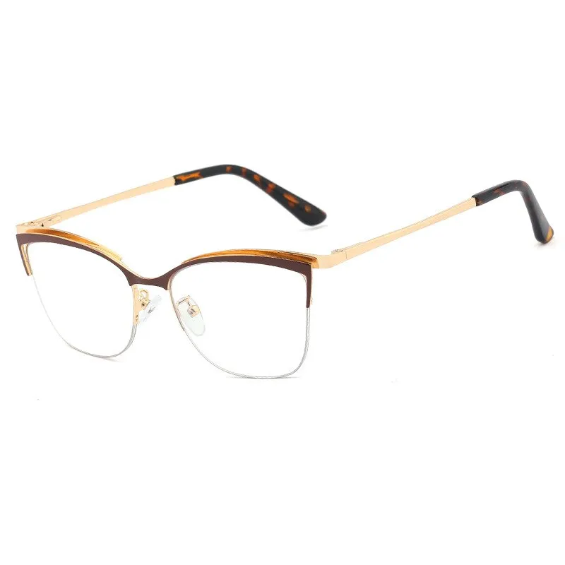 CCspace Women's Semi Rim Cat Eye Alloy Frame Eyeglasses 48282
