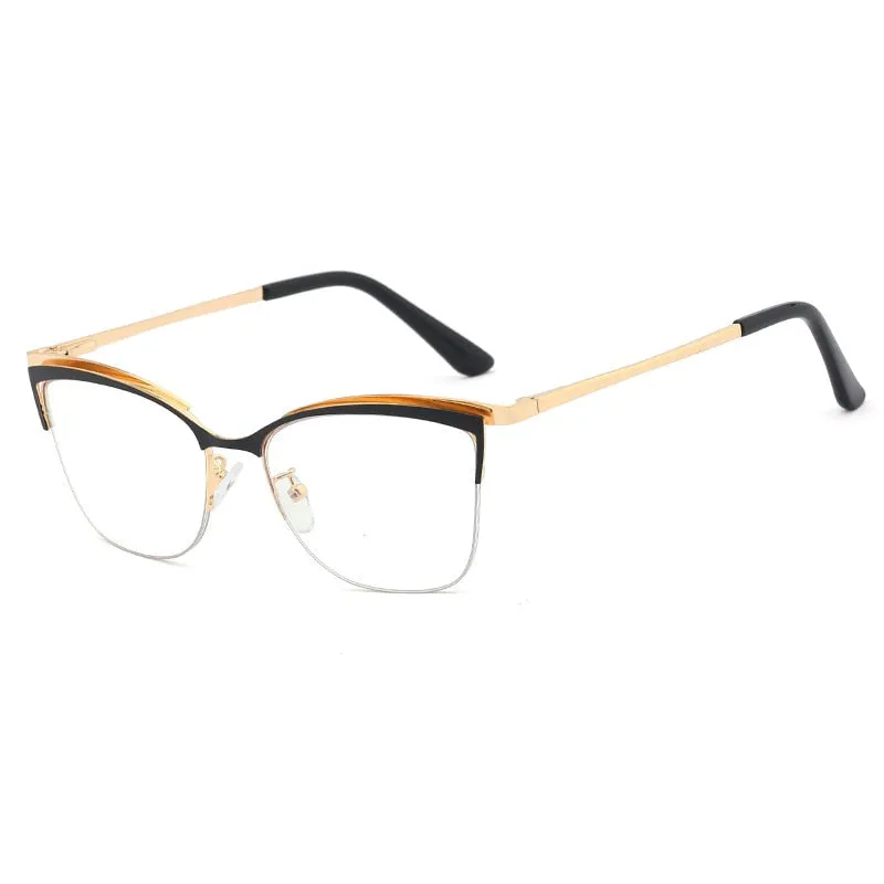 CCspace Women's Semi Rim Cat Eye Alloy Frame Eyeglasses 48282