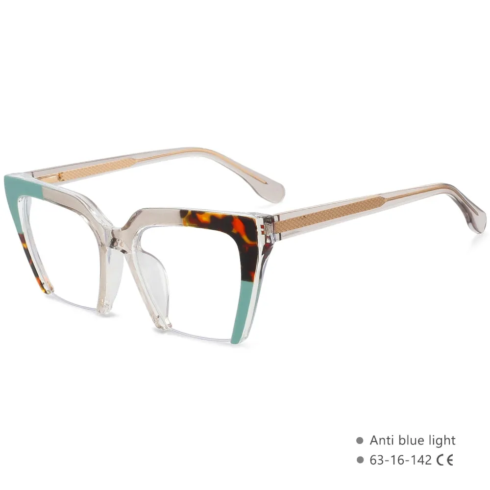 CCspace Women's Semi Rim Cat Eye Tr 90 Titanium Eyeglasses 55581
