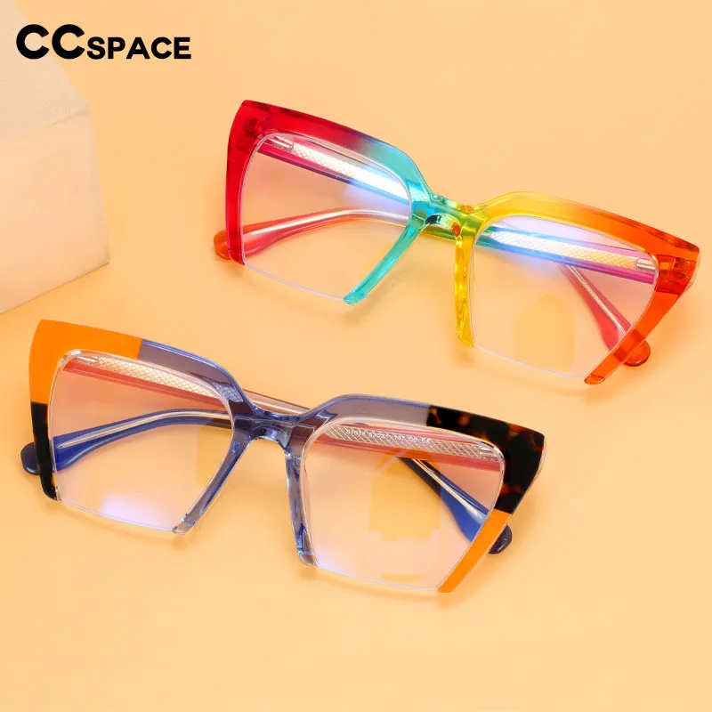 CCspace Women's Semi Rim Cat Eye Tr 90 Titanium Eyeglasses 55581