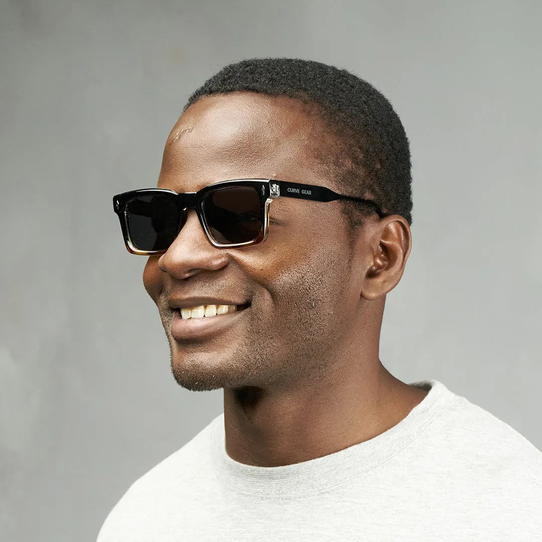 CG 648 Classic Square Sunglasses Black Faded
