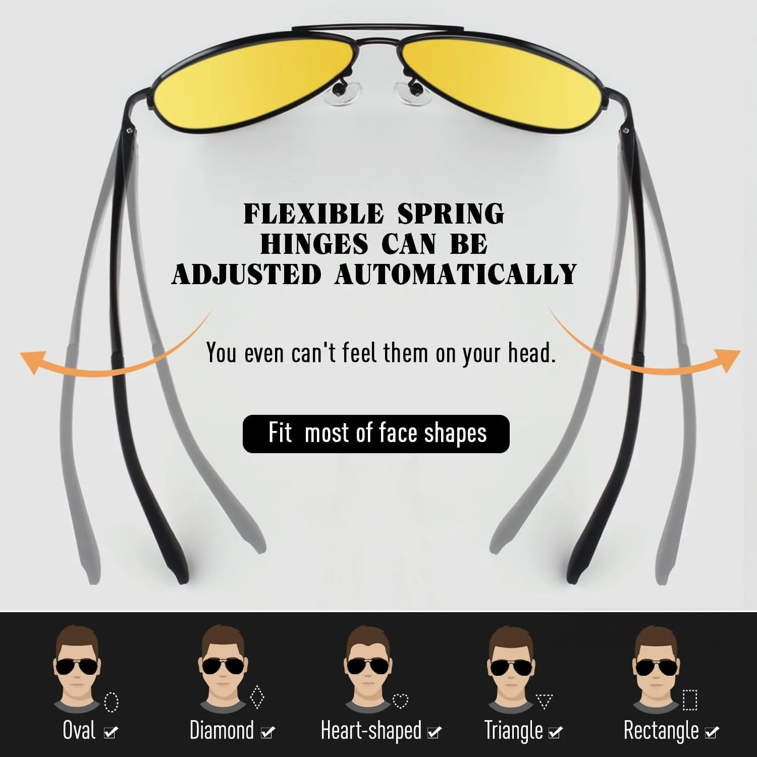 CGID Premium Al-Mg Alloy Pilot Polarized Sunglasses UV400, Spring Hinges Sun Glasses for Men Women