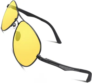 CGID Premium Al-Mg Alloy Pilot Polarized Sunglasses UV400, Spring Hinges Sun Glasses for Men Women