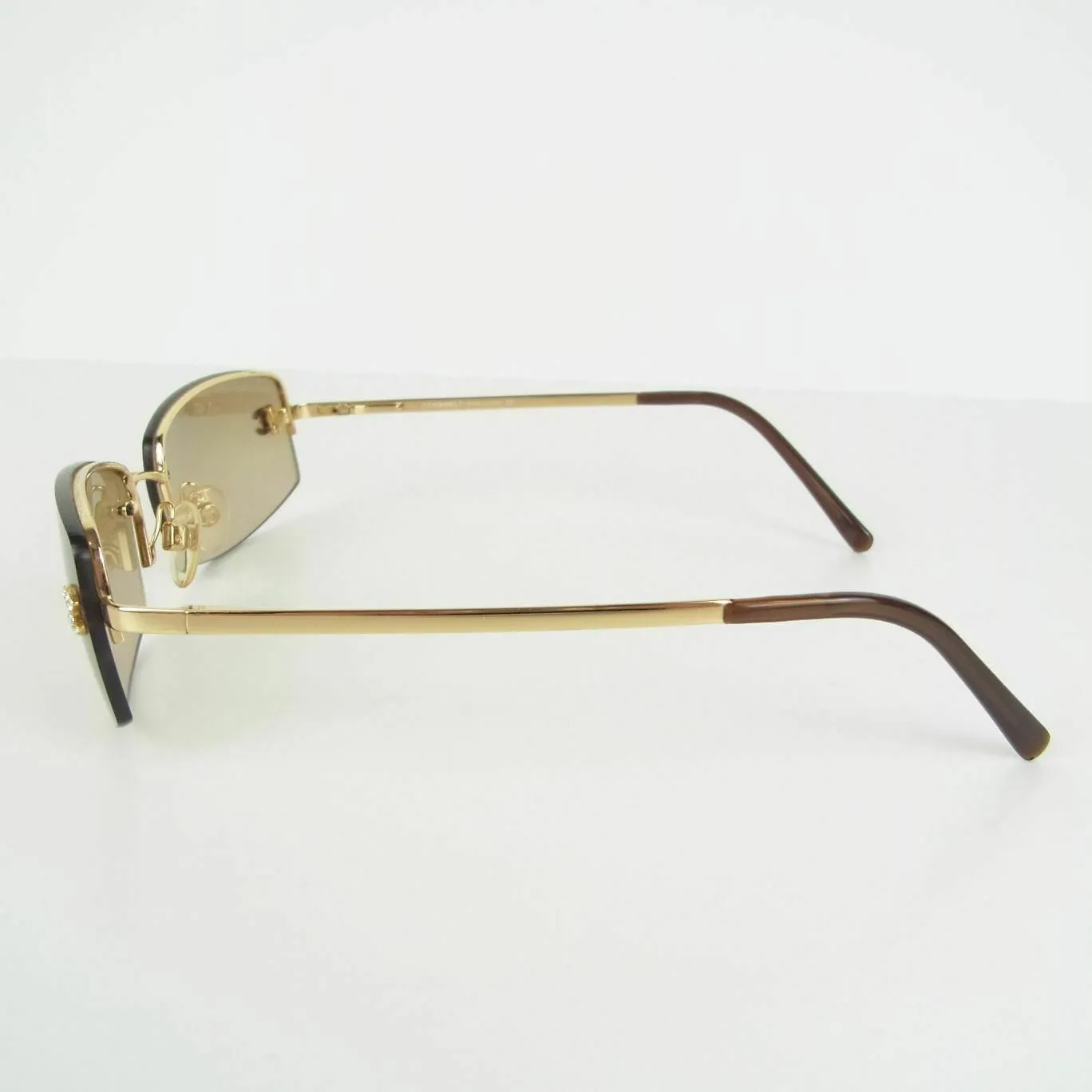 Chanel Vintage Brown Crystal CC Sunglasses GHW