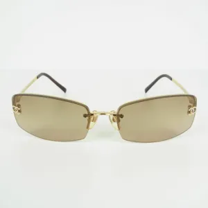 Chanel Vintage Brown Crystal CC Sunglasses GHW