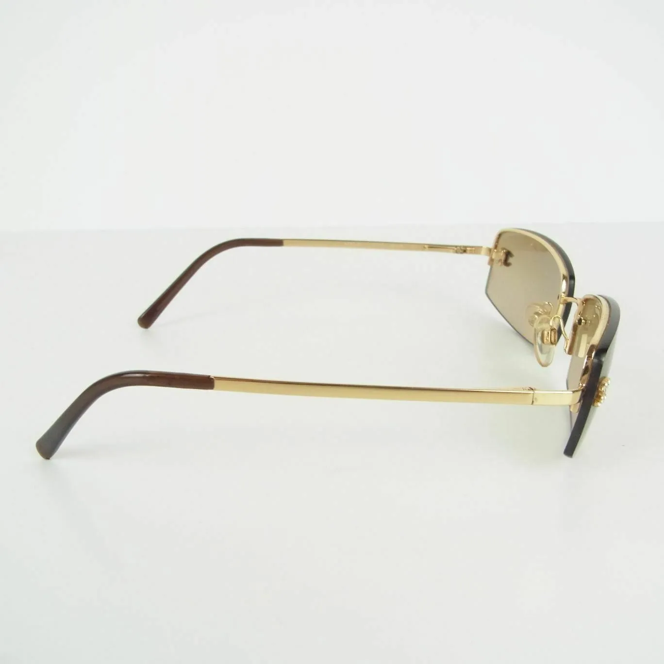 Chanel Vintage Brown Crystal CC Sunglasses GHW