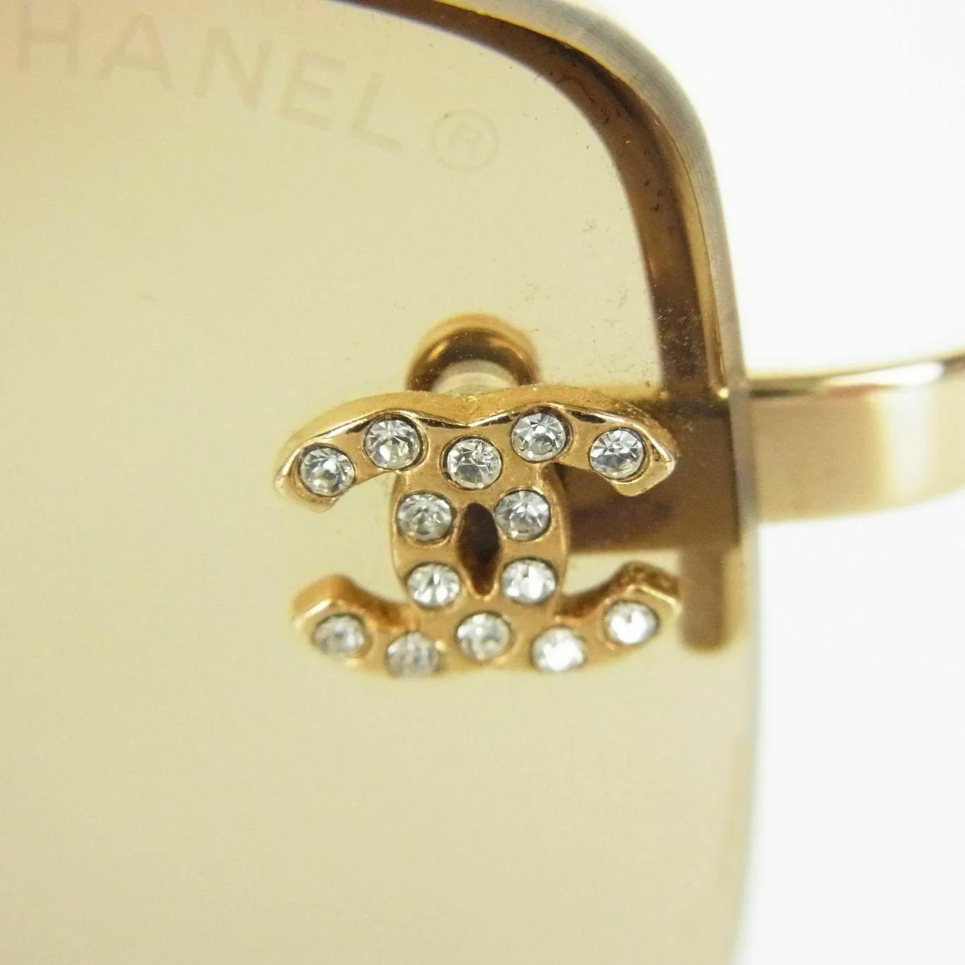 Chanel Vintage Brown Crystal CC Sunglasses GHW