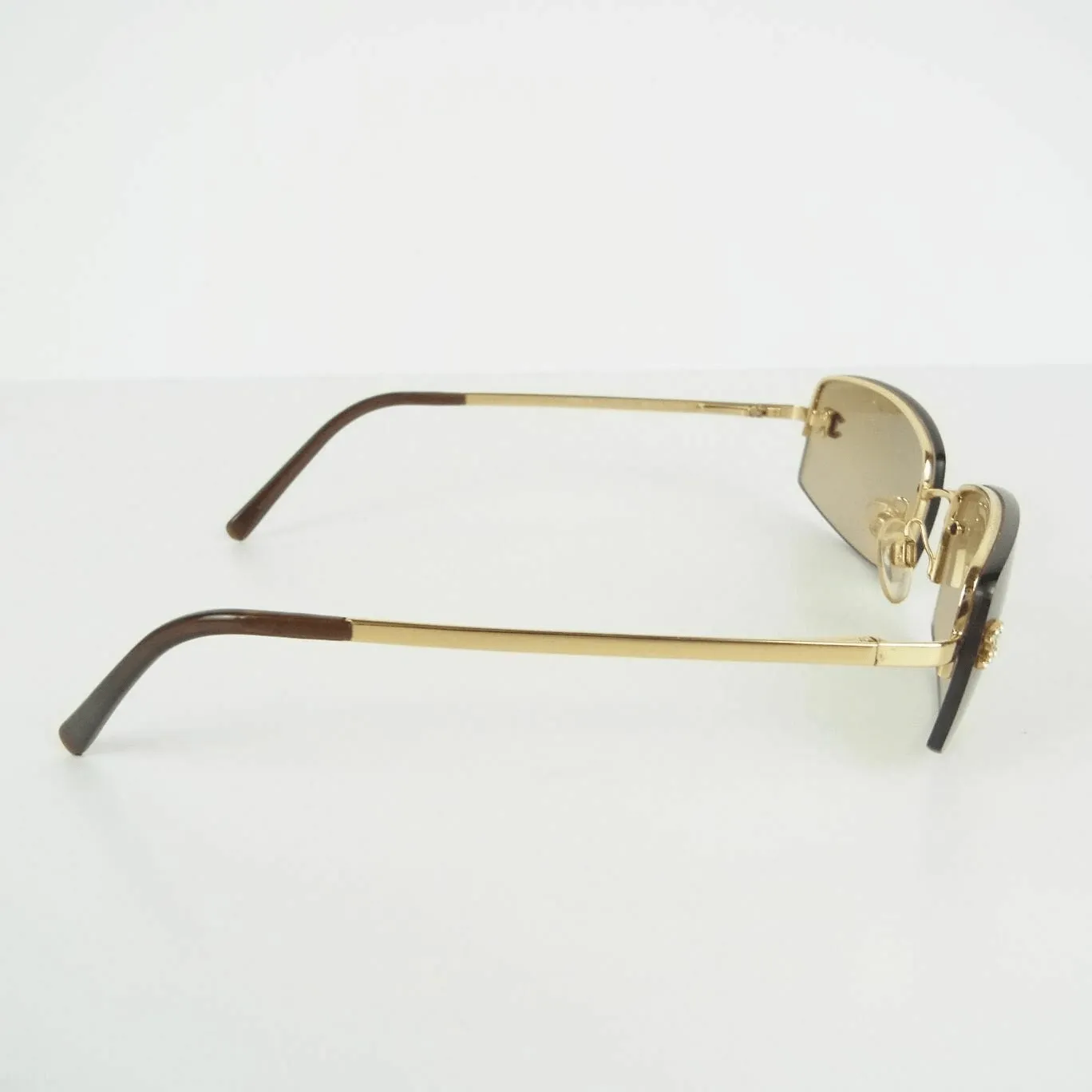 Chanel Vintage Brown Crystal CC Sunglasses GHW