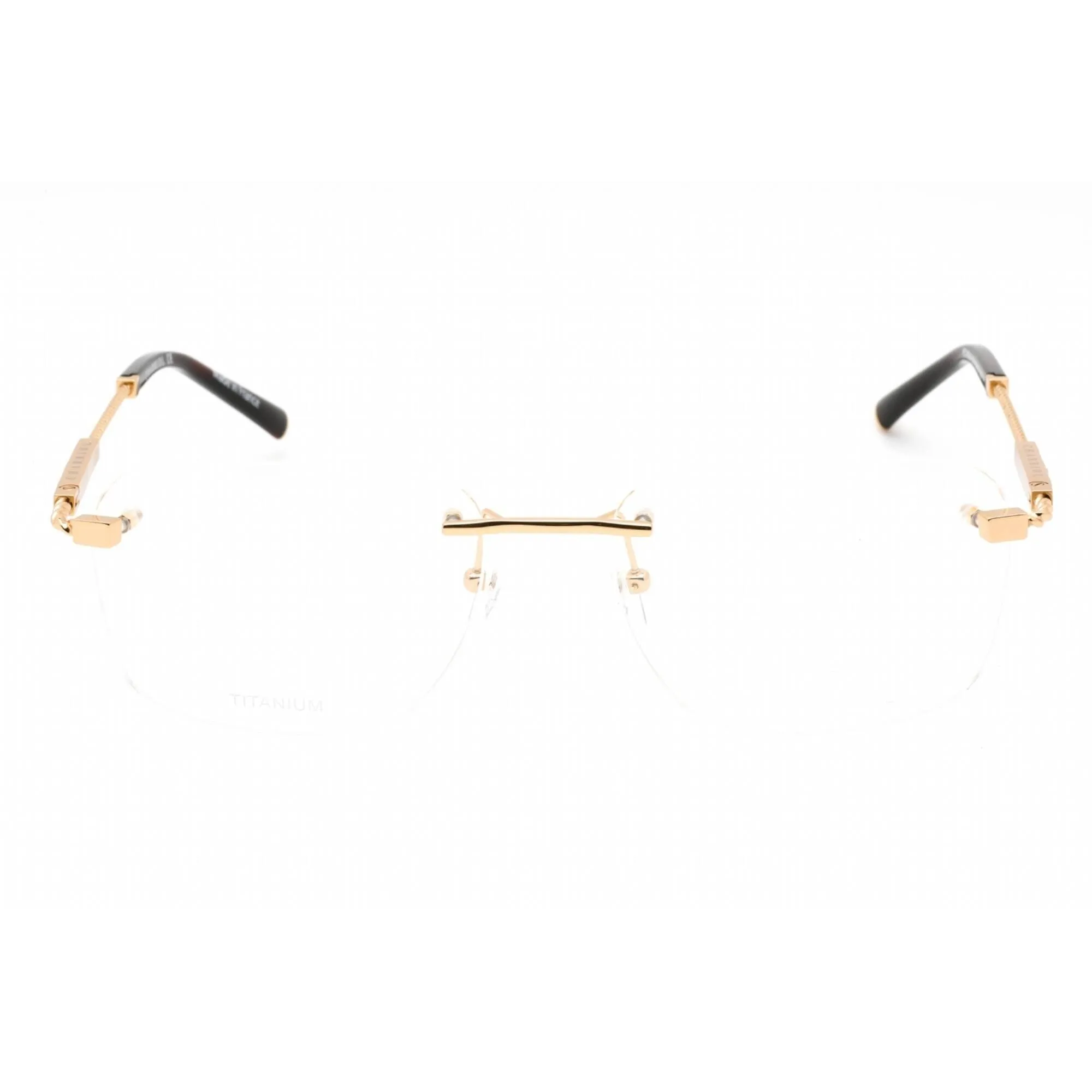 Charriol Men's Eyeglasses - Rimless Shiny Gold Rectangular Titanium | PC75104 C01