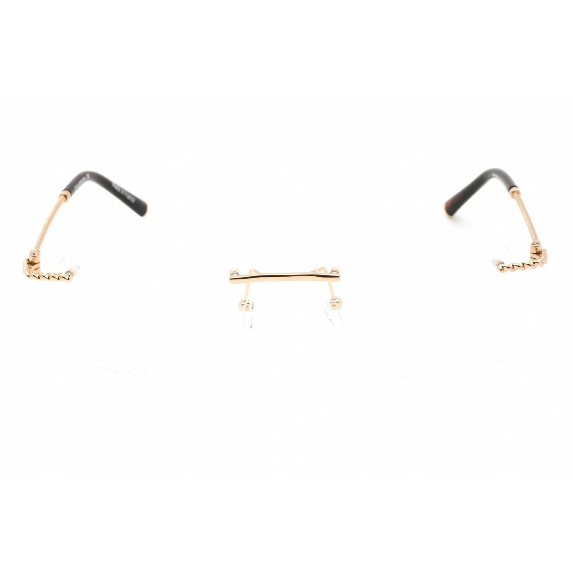 Charriol Men's Eyeglasses - Rimless Shiny Gold Round Titanium Frame | PC75099 C01