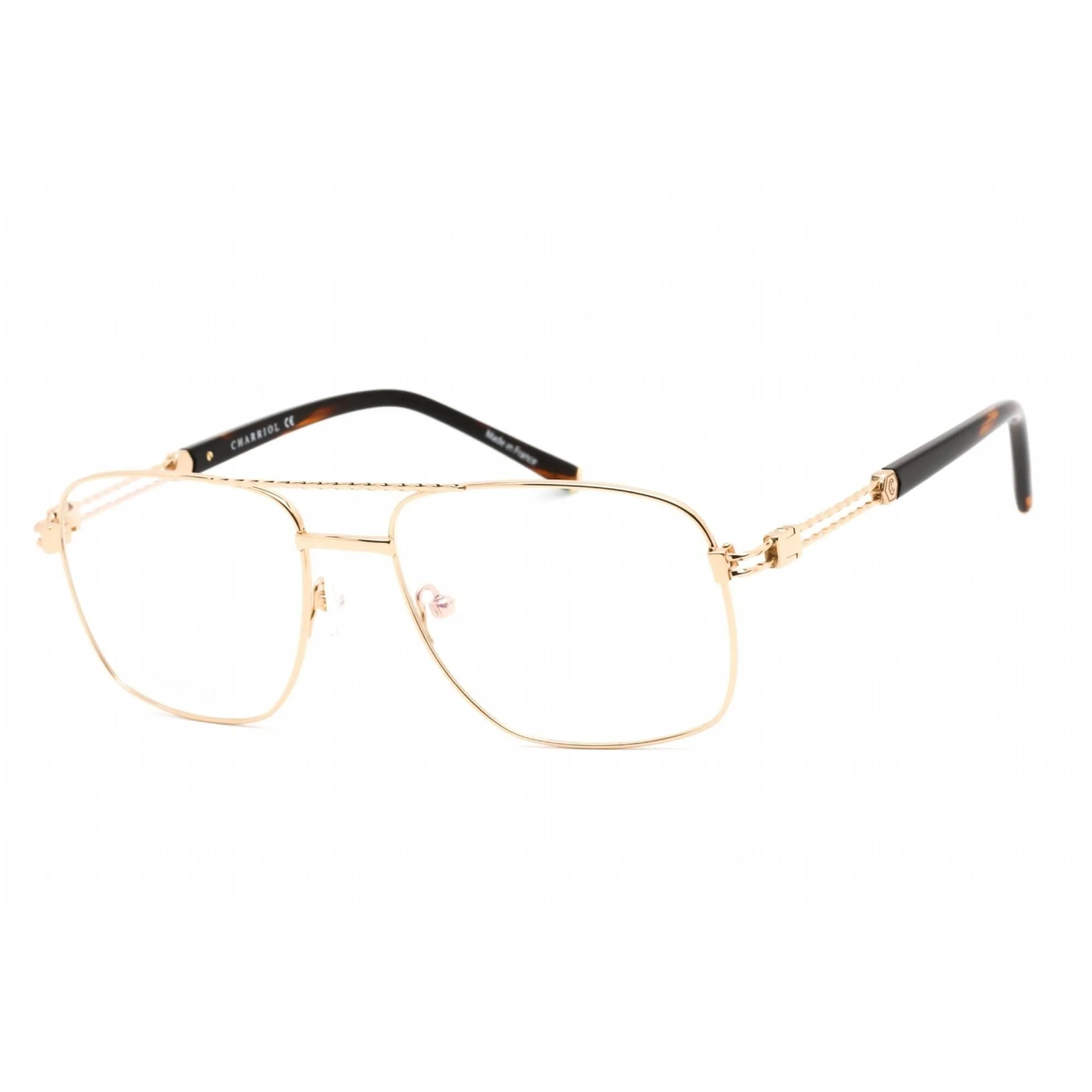 Charriol Men's Eyeglasses - Shiny Gold Titanium Aviator Shape Frame | PC75089 C01