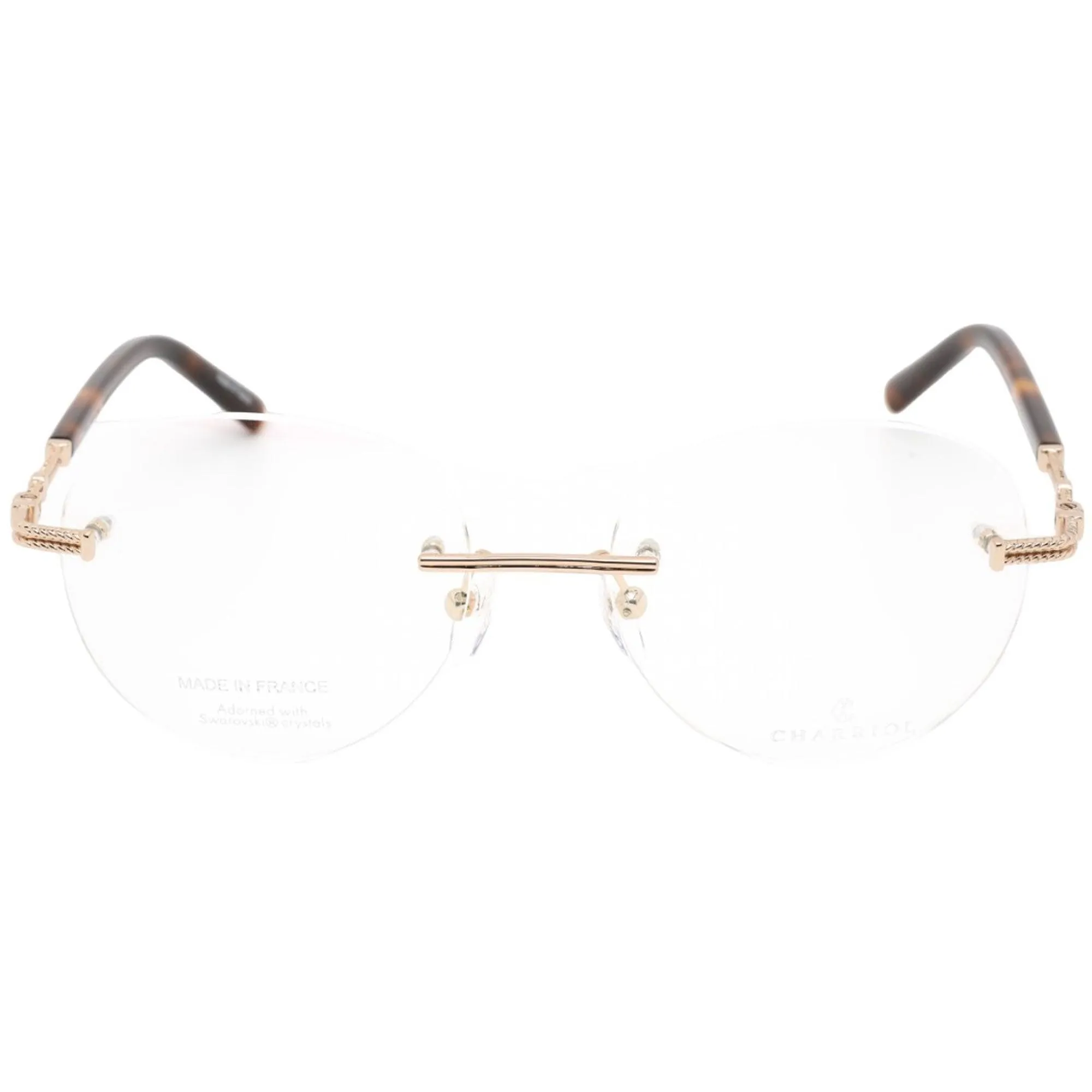 Charriol Women's Eyeglasses - Shiny Gold/Tortoise Round Shaped Frame | PC71043 C01