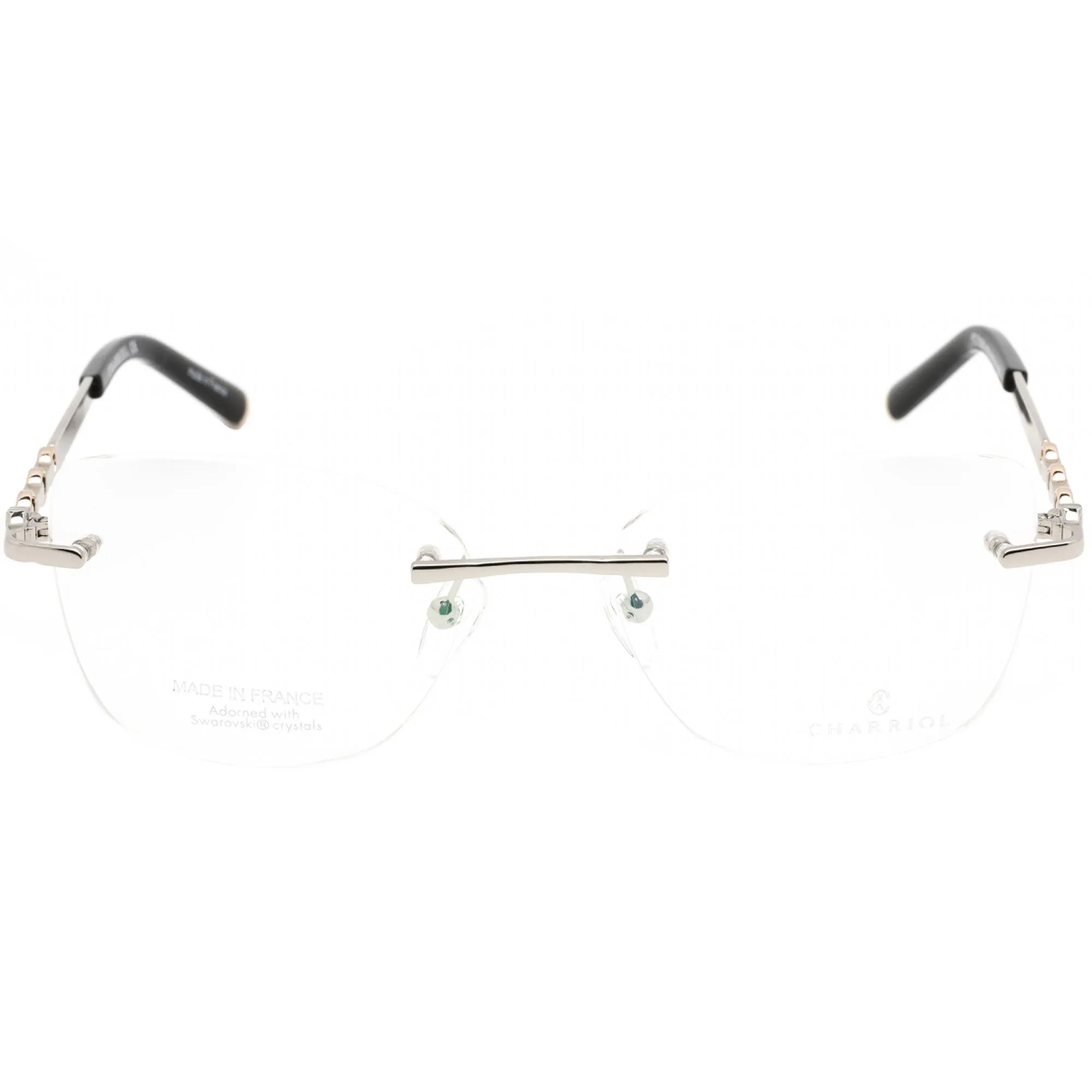 Charriol Women's Eyeglasses - Shiny Silver/Black Cat Eye Shaped Frame | PC71039 C02