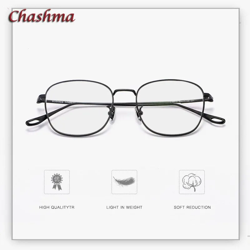 Chashma Ochki Unisex Full Rim Square Oval Titanium Eyeglasses  1851