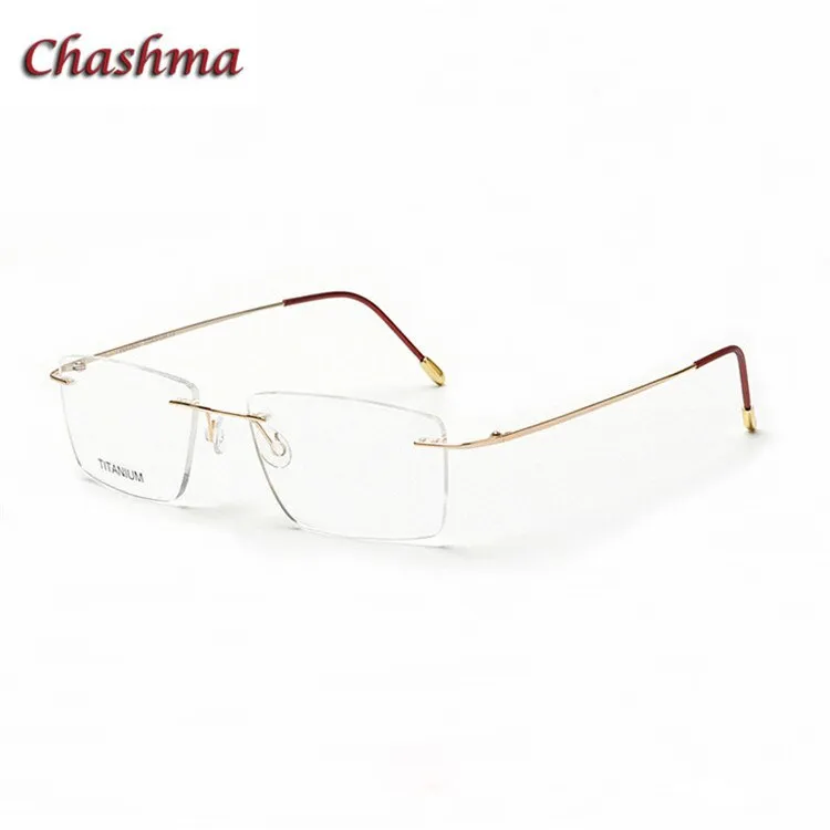 Chashma Ochki Unisex Rimless Square Titanium Eyeglasses 16011