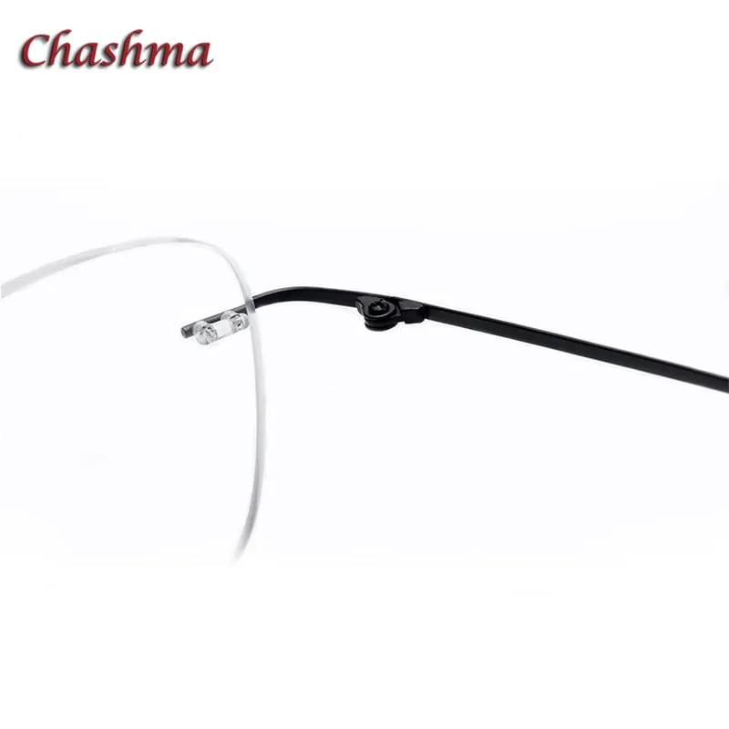 Chashma Ochki Unisex Rimless Square Titanium Eyeglasses 16011