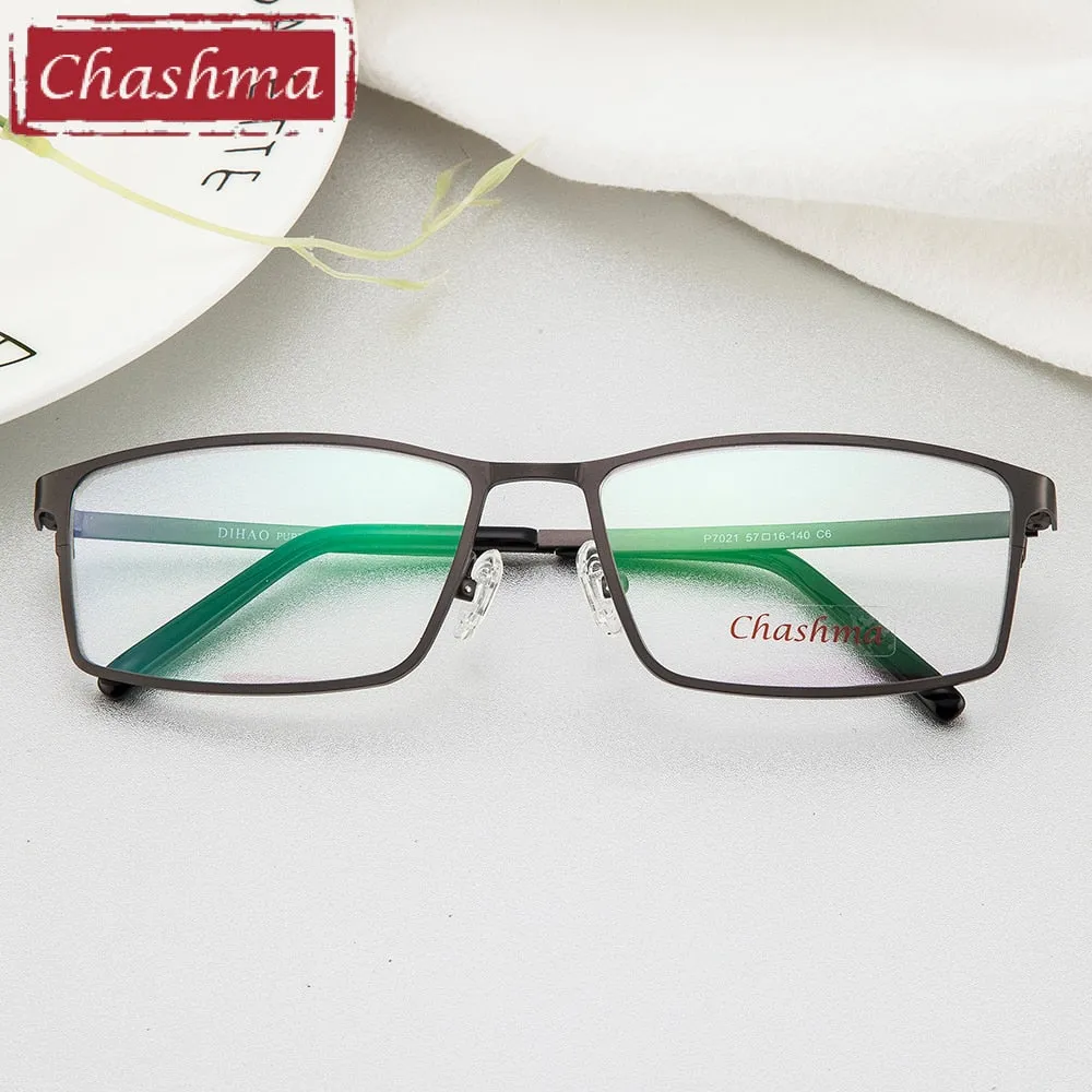 Chashma Ottica Men's Full Rim Square Titanium Eyeglasses 7021