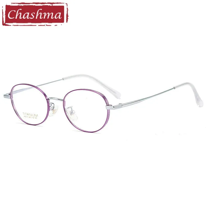 Chashma Ottica Unisex Full Rim Small Round Titanium Eyeglasses 5015