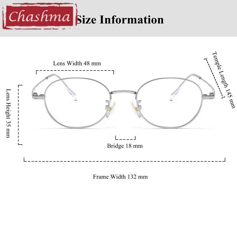 Chashma Ottica Unisex Full Rim Small Round Titanium Eyeglasses 5015