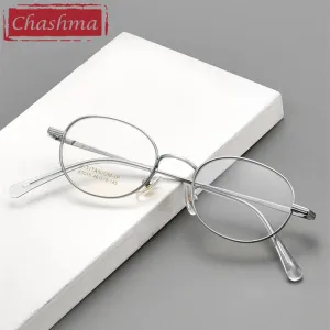 Chashma Ottica Unisex Full Rim Small Round Titanium Eyeglasses 5015