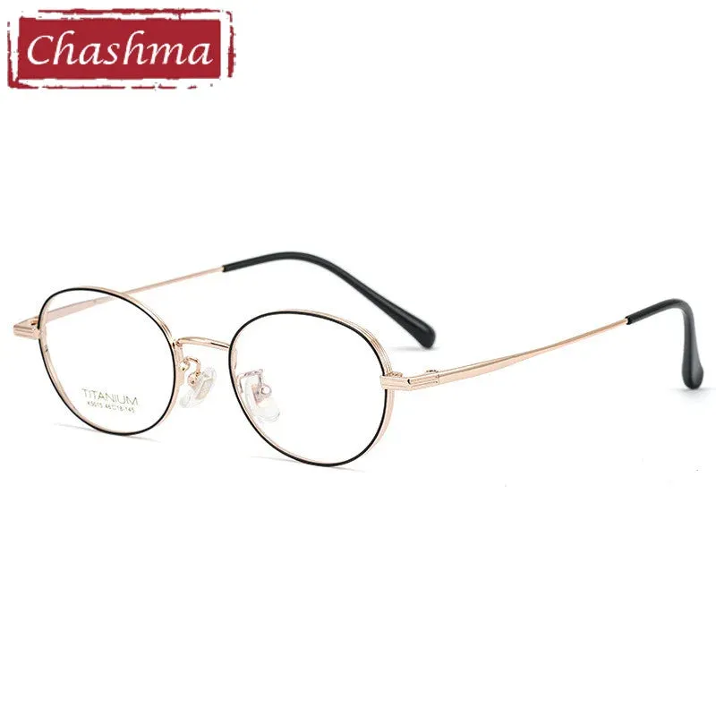 Chashma Ottica Unisex Full Rim Small Round Titanium Eyeglasses 5015