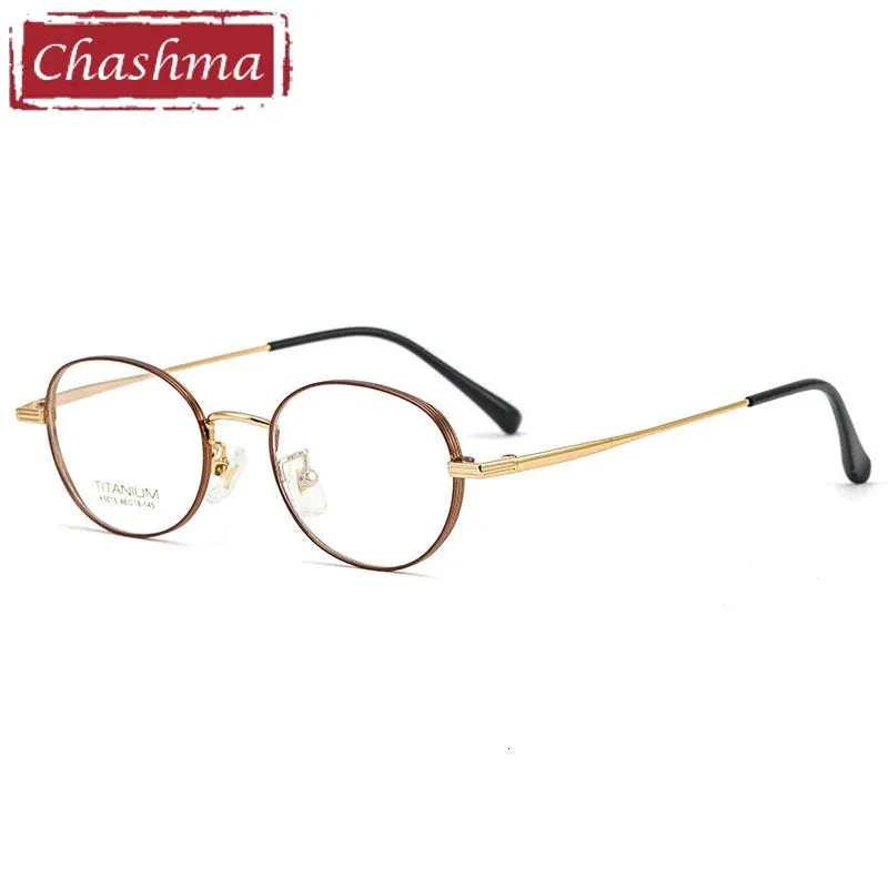 Chashma Ottica Unisex Full Rim Small Round Titanium Eyeglasses 5015