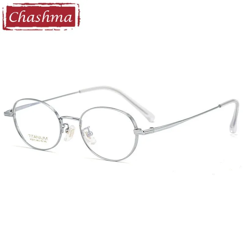 Chashma Ottica Unisex Full Rim Small Round Titanium Eyeglasses 5015