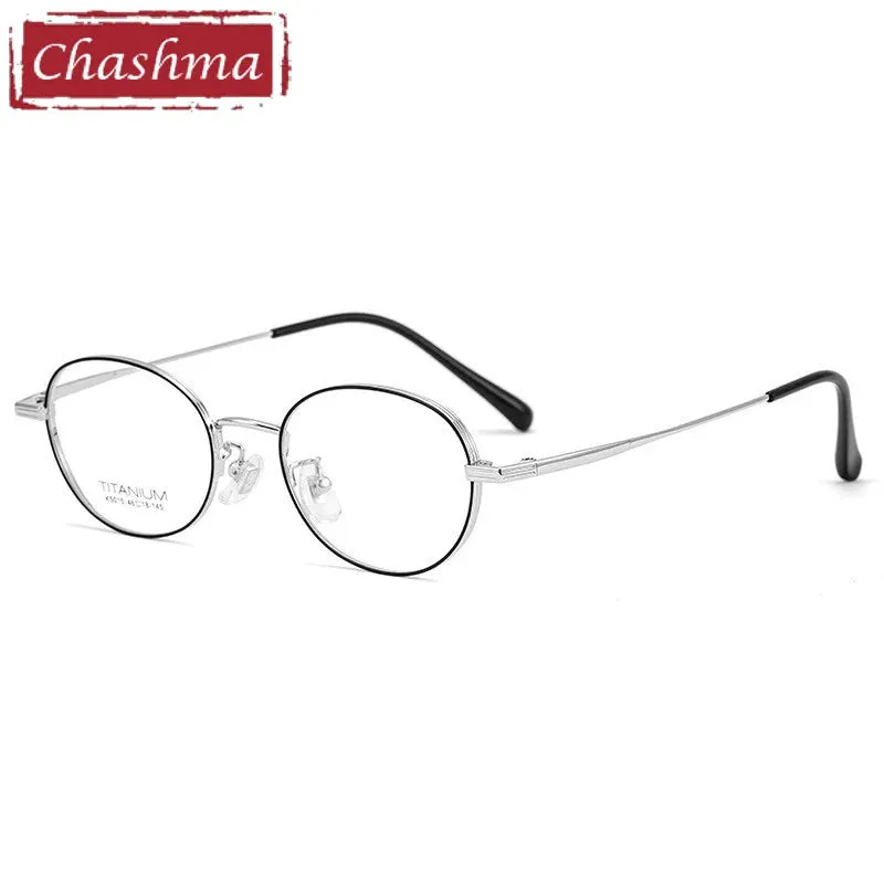 Chashma Ottica Unisex Full Rim Small Round Titanium Eyeglasses 5015