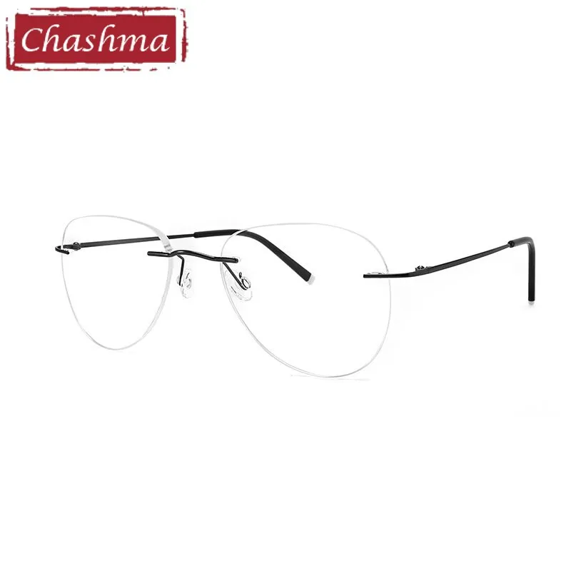 Chashma Ottica Unisex Rimless Customized Shape Lens Square Titanium Eyeglasses 8011
