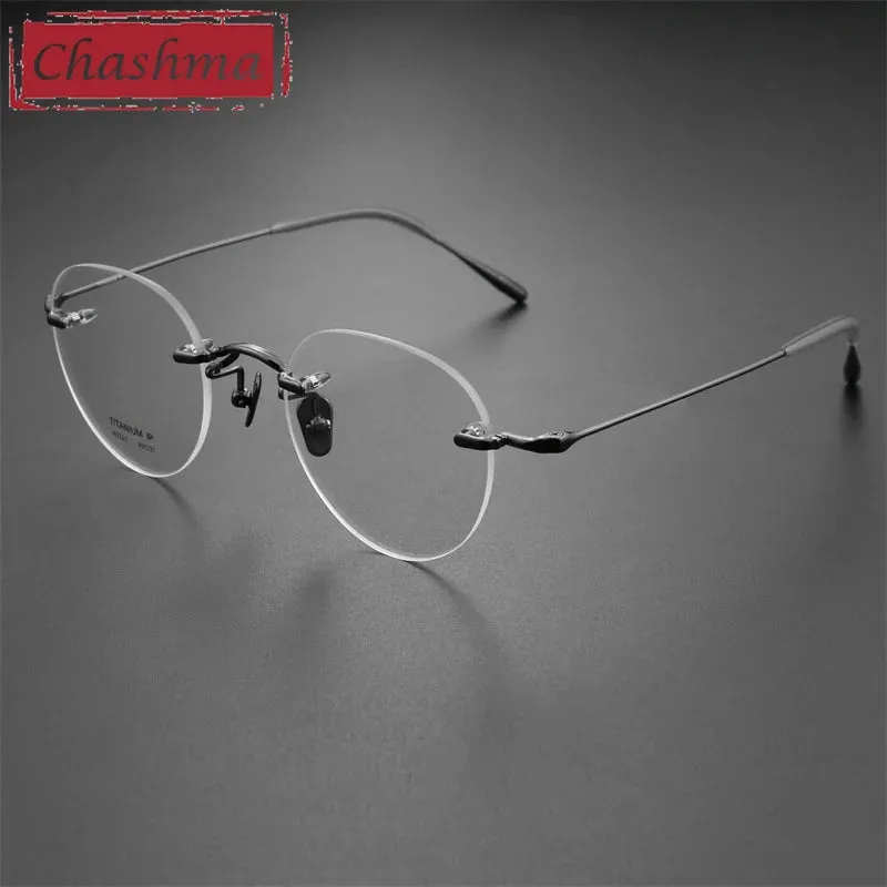 Chashma Ottica Unisex Rimless Octagon Round Titanium Eyeglasses 2321