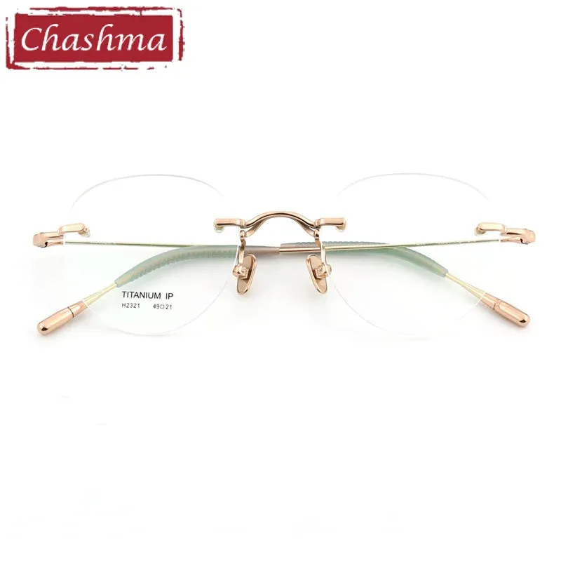 Chashma Ottica Unisex Rimless Octagon Round Titanium Eyeglasses 2321