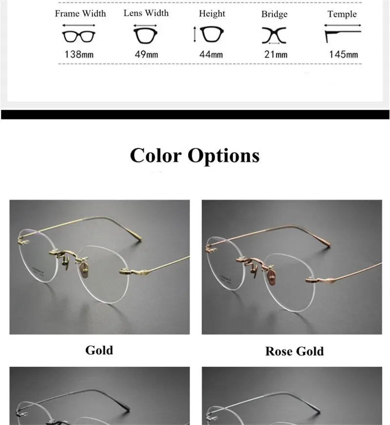 Chashma Ottica Unisex Rimless Octagon Round Titanium Eyeglasses 2321