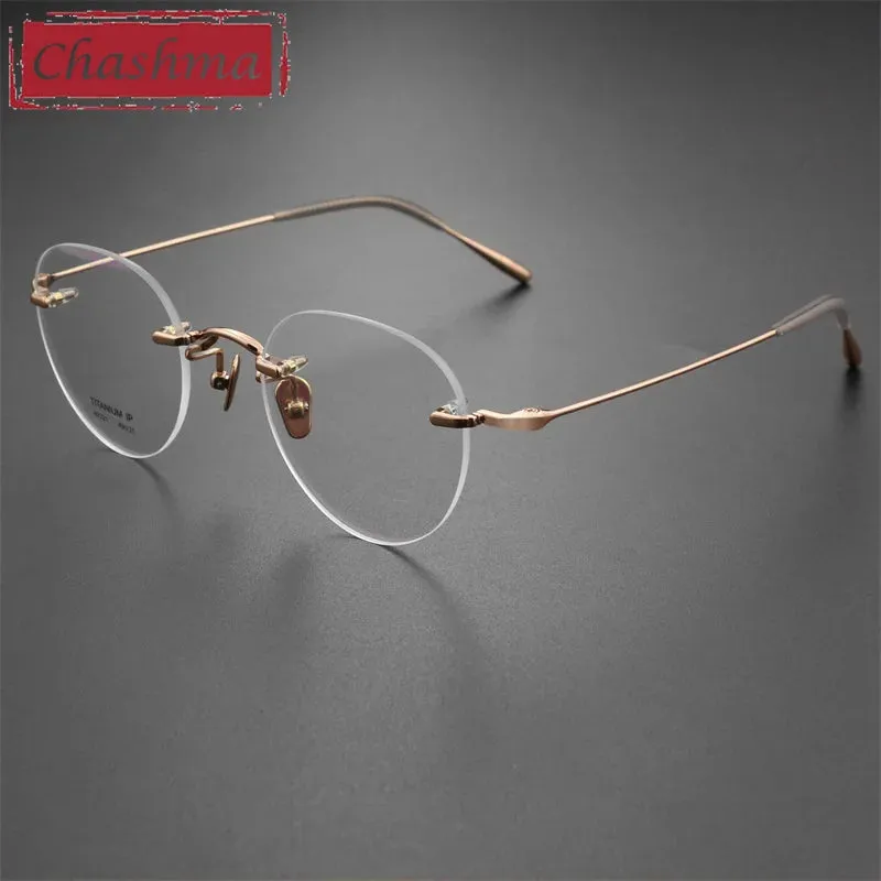 Chashma Ottica Unisex Rimless Octagon Round Titanium Eyeglasses 2321