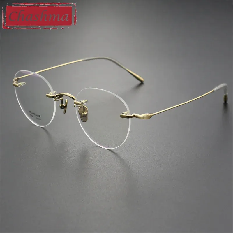 Chashma Ottica Unisex Rimless Octagon Round Titanium Eyeglasses 2321