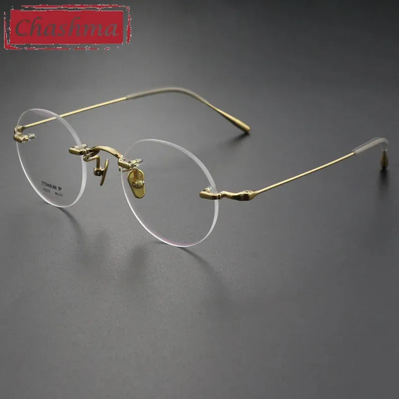 Chashma Ottica Unisex Rimless Octagon Round Titanium Eyeglasses 2323