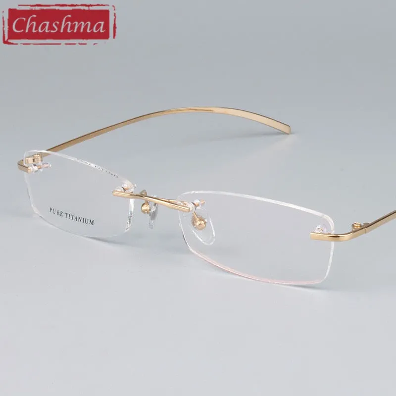 Chashma Ottica Unisex Rimless Rectangle Titanium Eyeglasses 1028