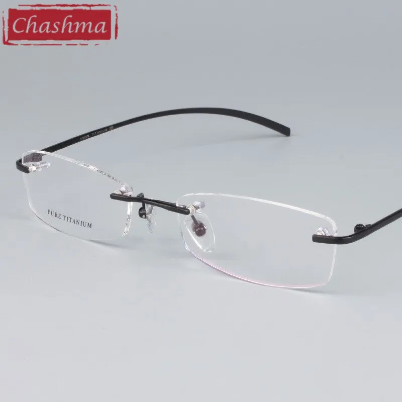 Chashma Ottica Unisex Rimless Rectangle Titanium Eyeglasses 1028